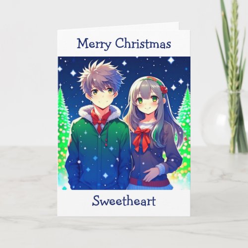Anime Couple Romantic Christmas  Card