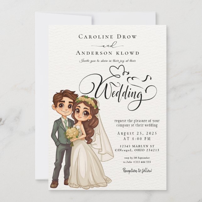 Anime Couple Wedding Invitation (Front)