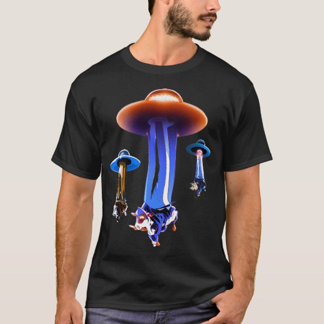 Anime Cows In Space Alien Invasion T-Shirt (Front)