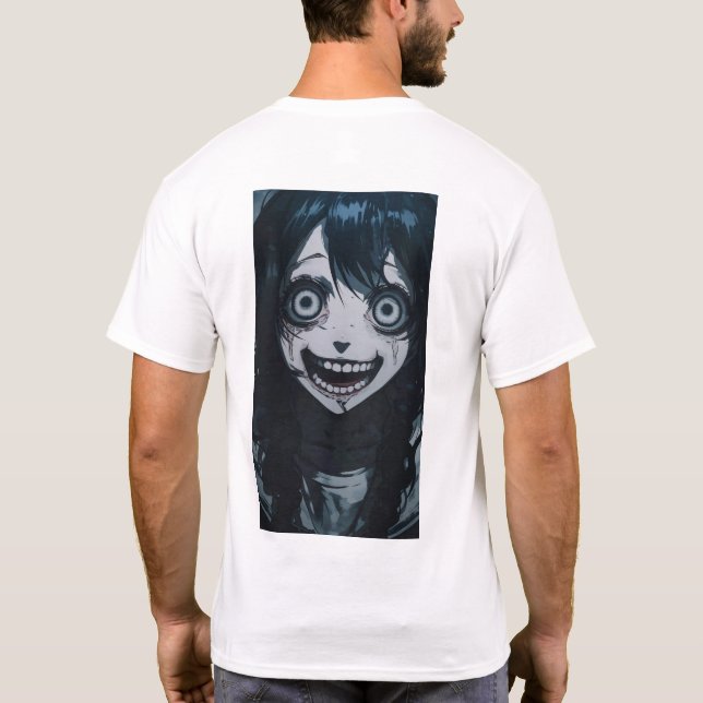 Anime Crazy Girl Psycho Face T-Shirt (Back)