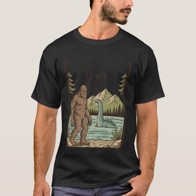 Anime Cryptid Bruh. Retro Sasquatch & Nessie, Otak T-Shirt (Front)