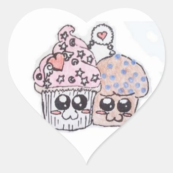 Anime Cupcake And Muffin In Love Stickers by viperfan1 at Zazzle