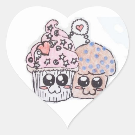 Anime Cupcake And Muffin In Love Stickers