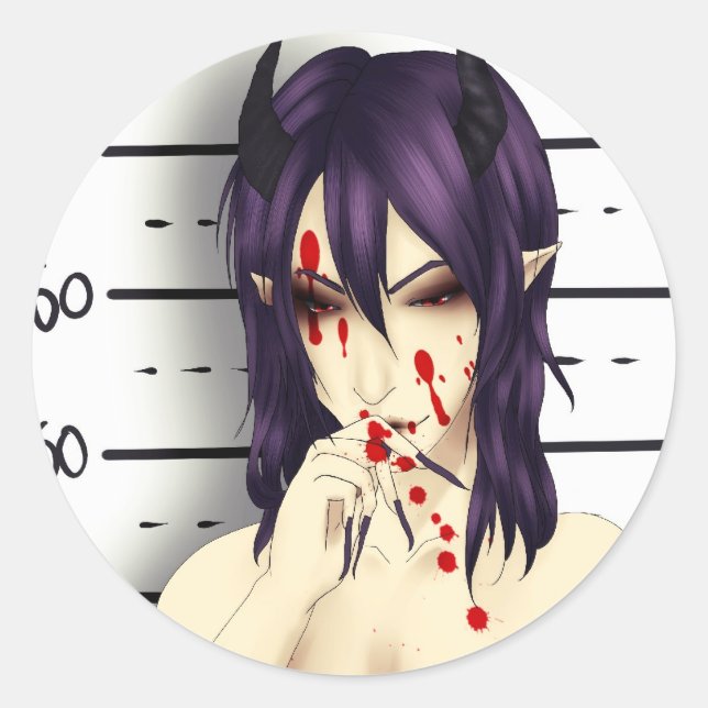 Anime cute evil guy with blood stickers (Front)