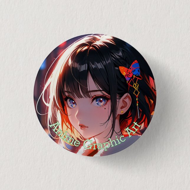 anime cute girl design button (Front)
