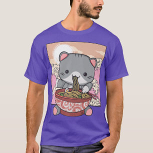 Anime Cute Ramen Cat Japanese Kawaii Korean Manga  T-Shirt