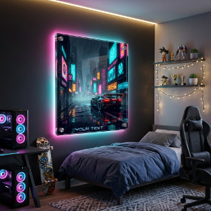 Anime Cyberpunk Cityscape Futuristic Neon Room Acrylic Sign