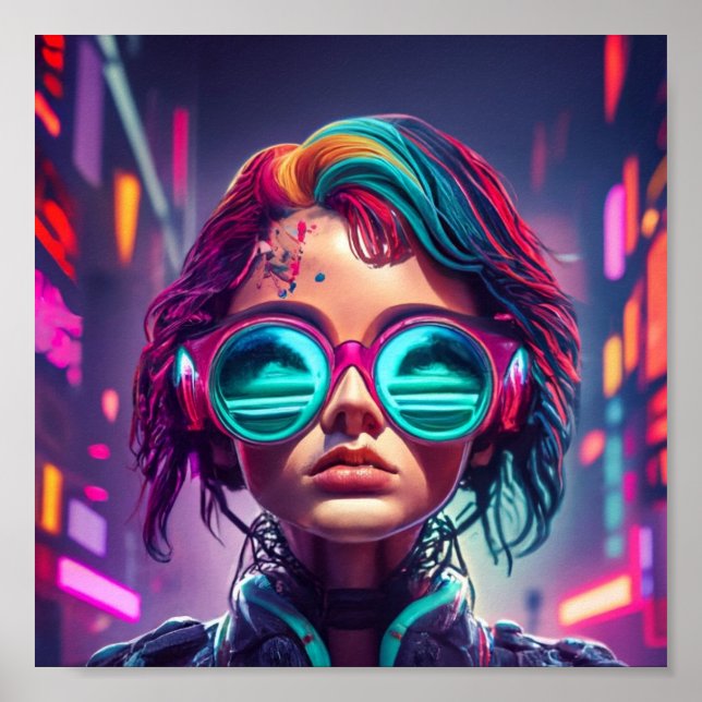 Anime Cyberpunk Girl Poster (Front)