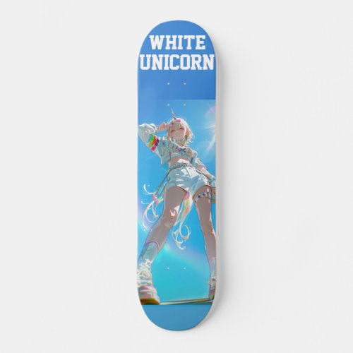 Anime Cyberpunk White Unicorn Skateboard