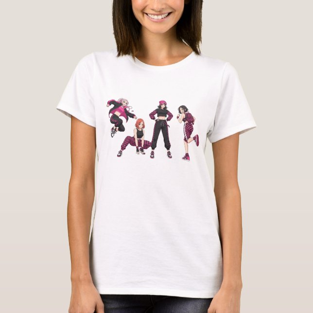 Anime Dance Squad Girl Group Checkered Style Women T-Shirt (Front)