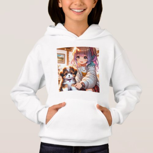 Anime Dog And Owner Girls Hoodie