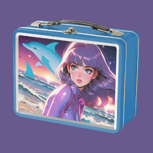 Anime dolphins metal lunch box