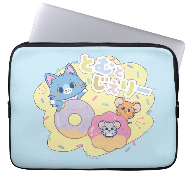 Anime Donut Delights with Tom, Jerry, and Tuffy Laptop Sleeve (Front)