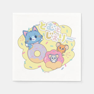 Anime Donut Delights with Tom, Jerry, and Tuffy Napkins