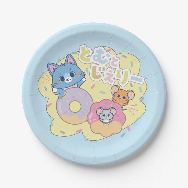 Anime Donut Delights with Tom, Jerry, and Tuffy Paper Plates (Front)