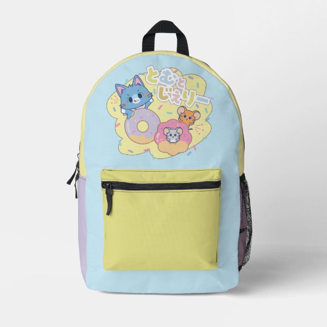 Anime Donut Delights with Tom, Jerry, and Tuffy Printed Backpack (Front)