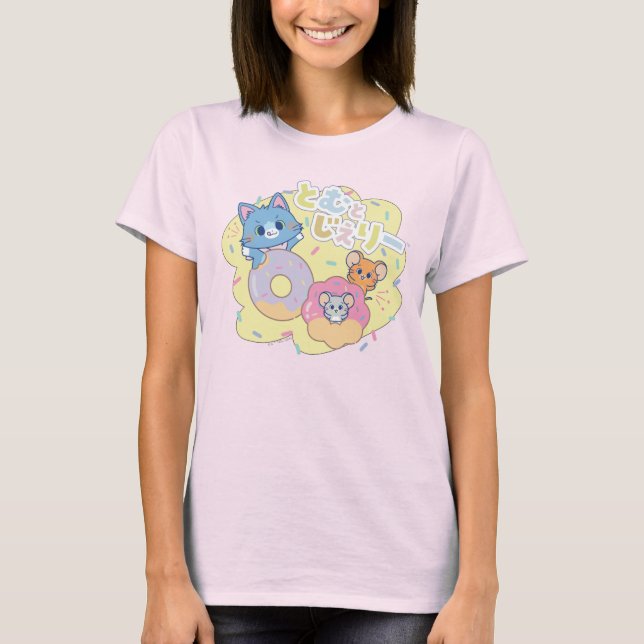 Anime Donut Delights with Tom, Jerry, and Tuffy T-Shirt (Front)