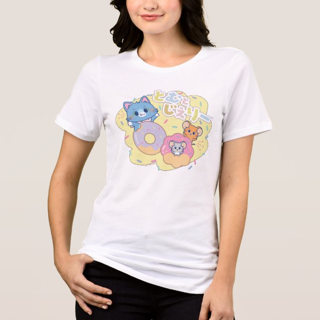 Anime Donut Delights with Tom, Jerry, and Tuffy Tri-Blend Shirt (Front)