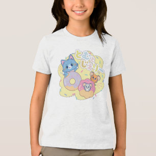 Anime Donut Delights with Tom, Jerry, and Tuffy Tri-Blend Shirt