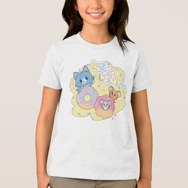 Anime Donut Delights with Tom, Jerry, and Tuffy Tri-Blend Shirt (Front)