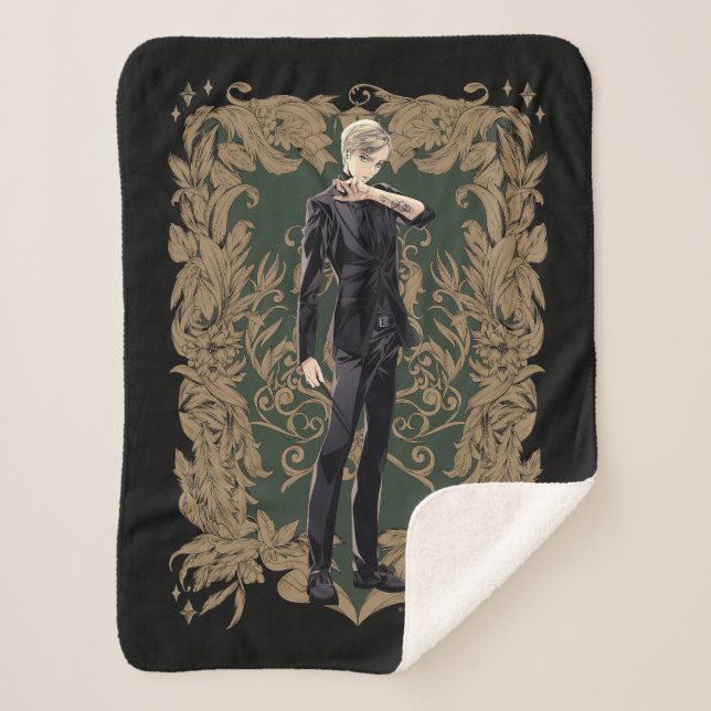 Anime Draco Malfoy Ornate Frame Sherpa Blanket (Front)