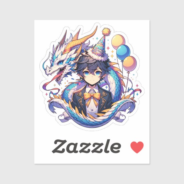 Anime Dragon Boy's Birthday  Sticker (Sheet)