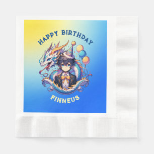 Anime Dragon Personalized Boy's Birthday Napkins