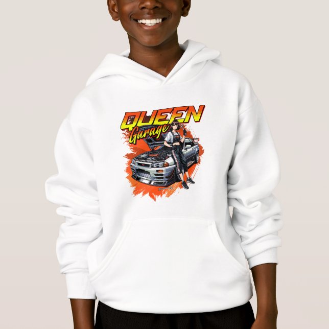 Anime Drift Mechanic Car – Garage Queen Art Hoodie (Front)