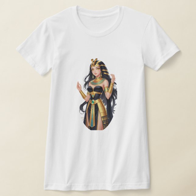 Anime Egyptian Pharaoh Queen – Majestic Royal T-Shirt (Laydown)
