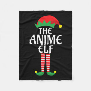 Anime Elf Christmas Theme Holiday Family Group Mat Fleece Blanket