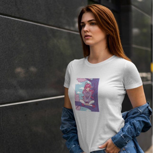 Anime Elf Girl In A Tree  T-Shirt (Creator Uploaded)
