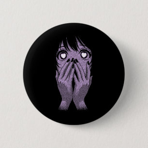 Anime Eyes Girl Hearts Manga Otaku Grunge Goth Alt Button