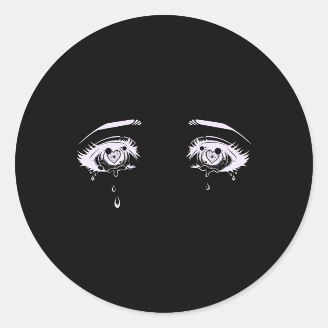 Anime Eyes   Pastel Goth Aesthetic Tee Classic Round Sticker (Front)