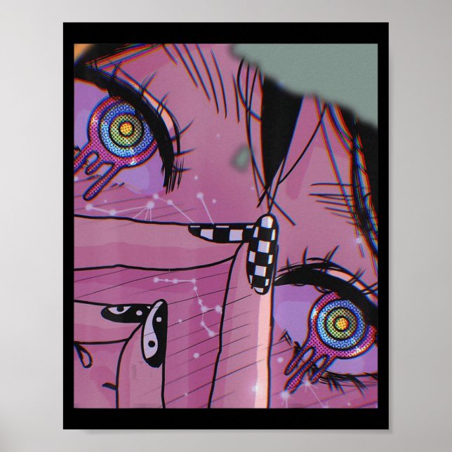 Anime Eyes Pastel Kawaii Girl Aesthetic Japanese O Poster (Front)