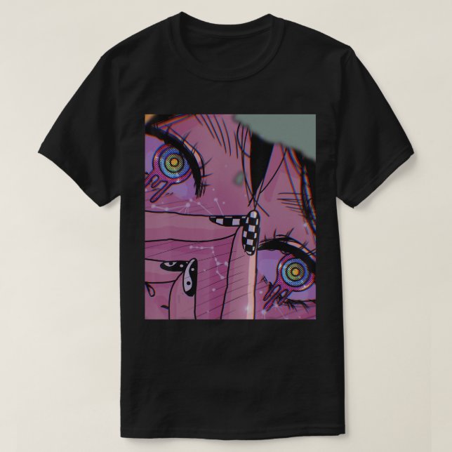 Anime Eyes Pastel Kawaii Girl Aesthetic O T-Shirt (Design Front)