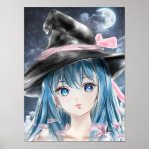 Anime Fairy Girl Halloween Illustration Poster