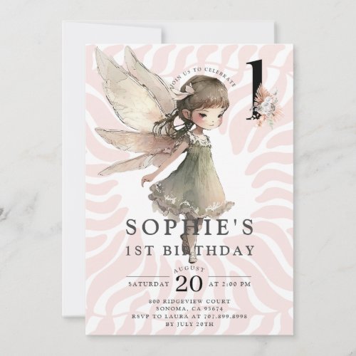 Anime Fairy Girls 1st Birthday Invitation