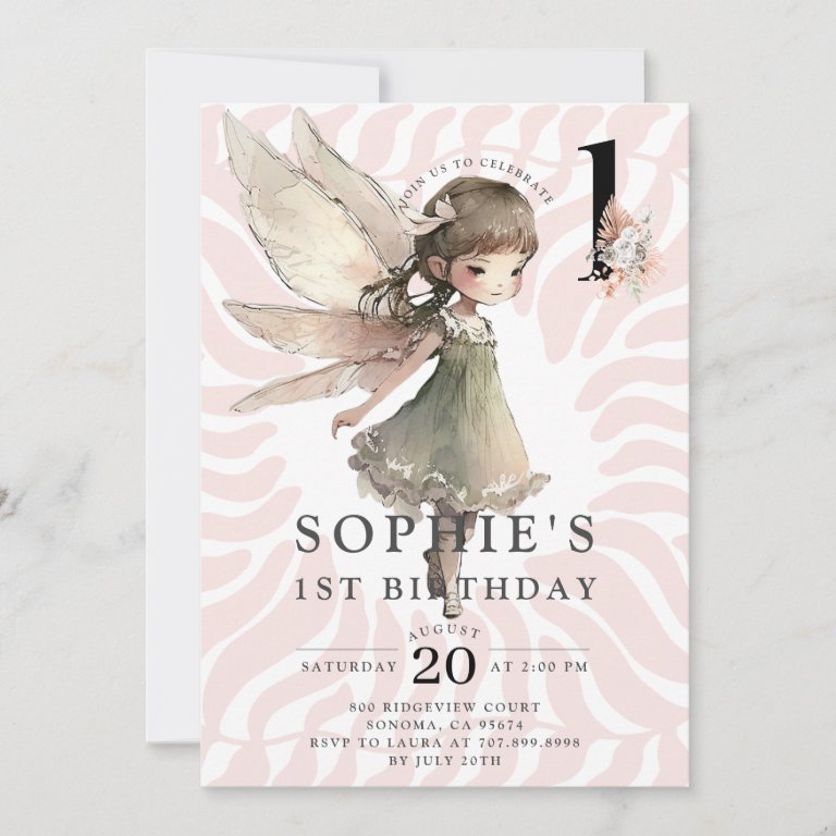 Anime Fairy Girl&#39;s 1st Birthday Invitation