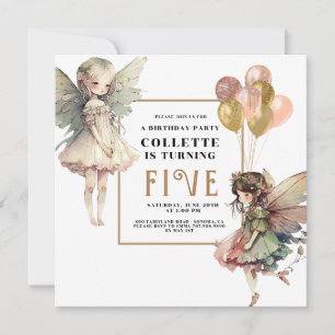 Anime Fairy Girl's 5th Birthday Party Invitation