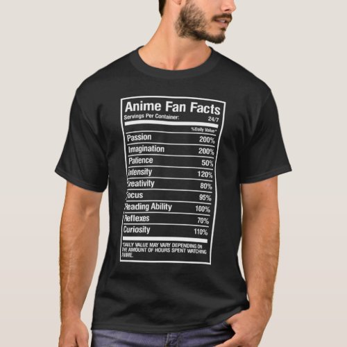 anime_fan_facts_daily_value_may_vary T_Shirt