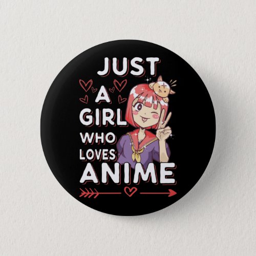 Anime Fan Girl Otaku Japanese Manga Lover Button