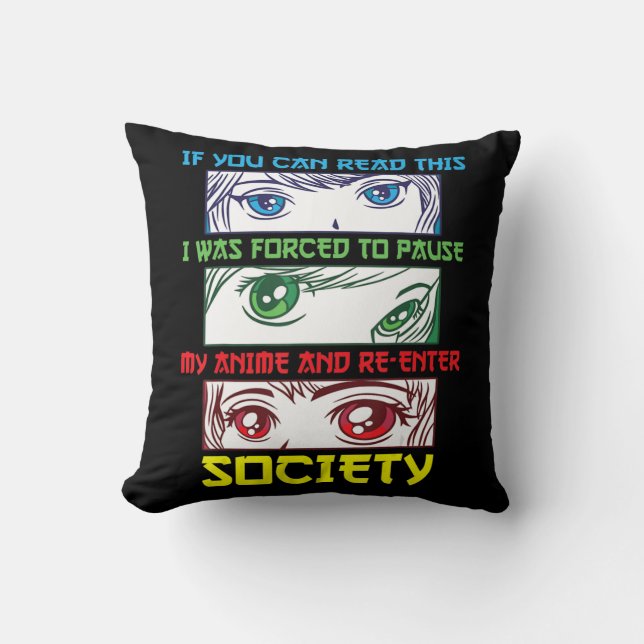 Anime Fan  Watching Anime Phrase Fun Anime Lover  Throw Pillow (Front)