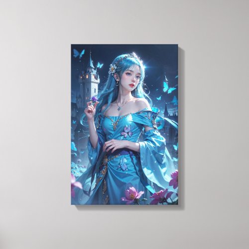 Anime Fantasy Blue Princess Canvas Print - Magic B
