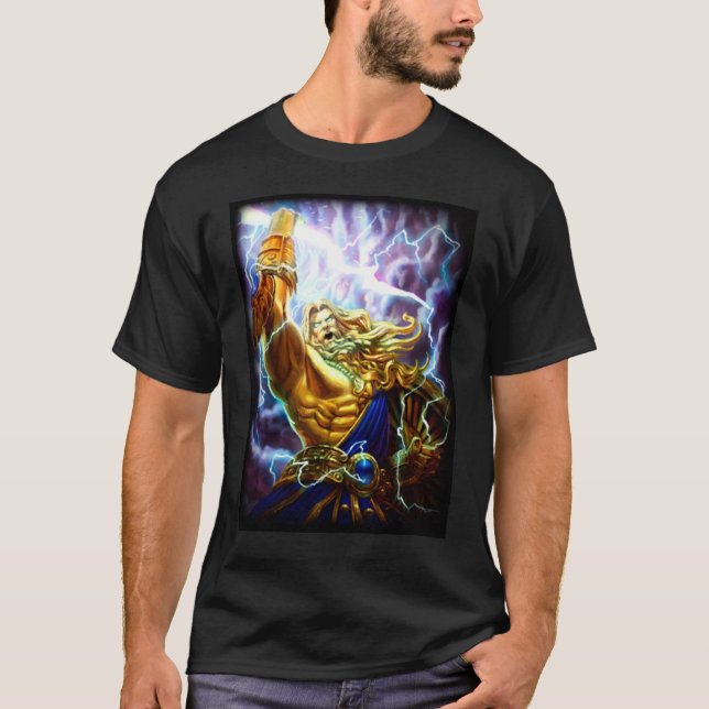 Anime Fantasy Zeus Warrior Graphic Tee (Front)