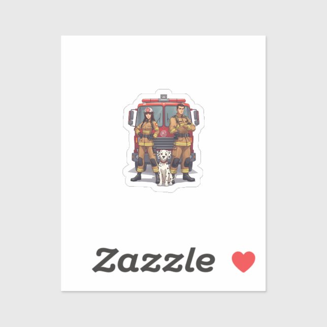 Anime Firefighter Team & Dalmatian Vinyl Sticker (Sheet)