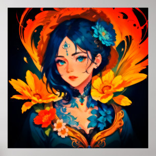 Anime Flower Queen Poster