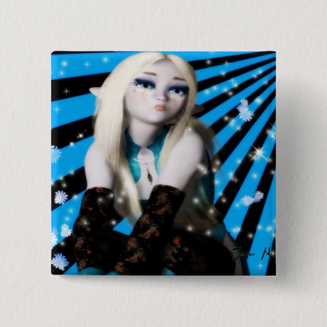 Anime Frost Elfin Girl Pinback Button (Front)