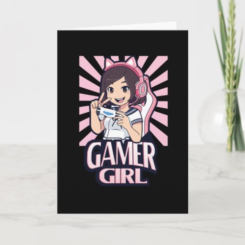 Anime Gamer Girl Gaming Girls Gift Card