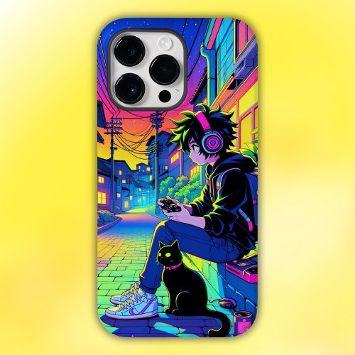 Anime Gamer with Black Cat  Case_Mate iPhone 14 Pro Max Case