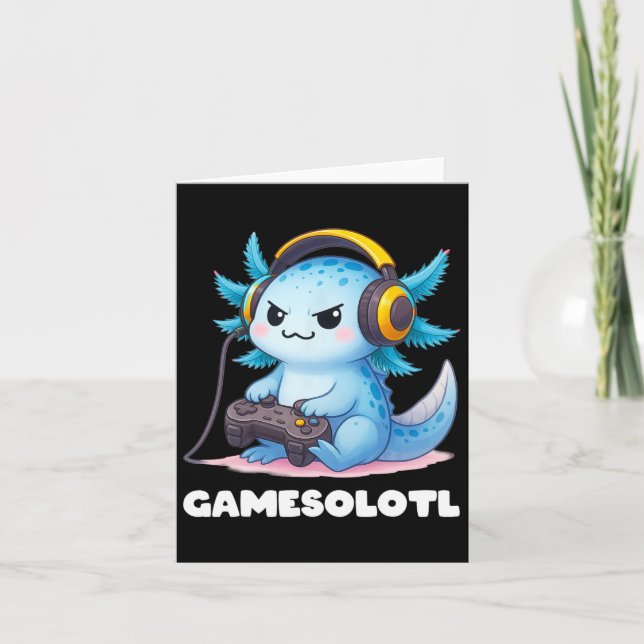 Anime Gamesolotl Axolotl Boys 10-12 Kid Gamer Gami Card (Front)